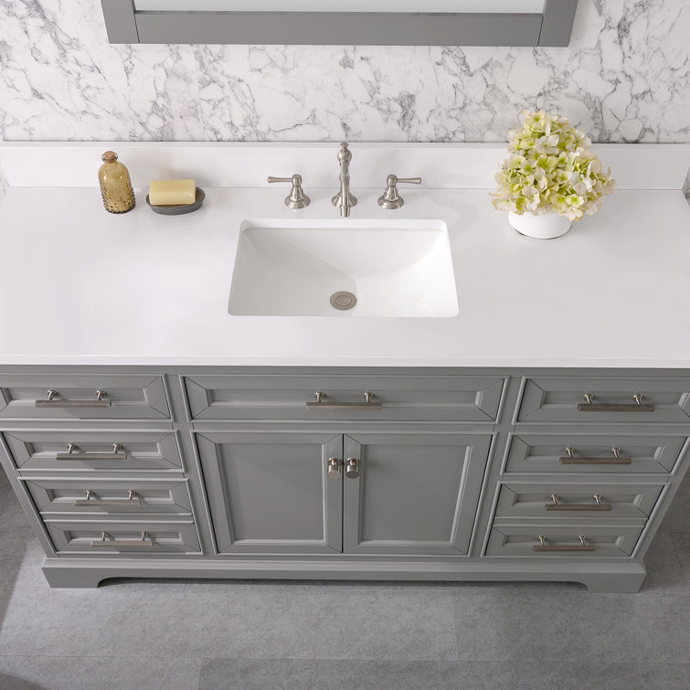 DORNBERG 60'' Stone Single Vanity Top with Sink and 3 Faucet Holes
